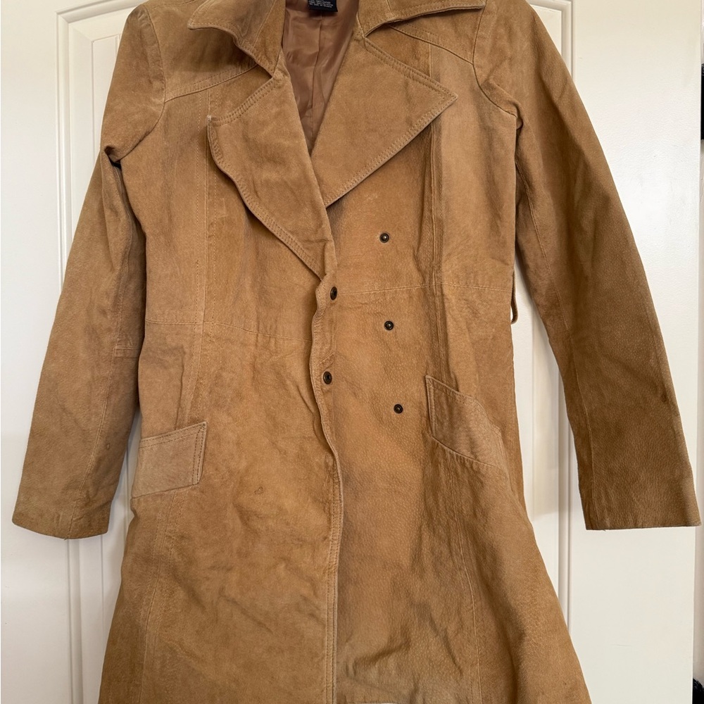 Tan Suede / Leather Trench Coat
